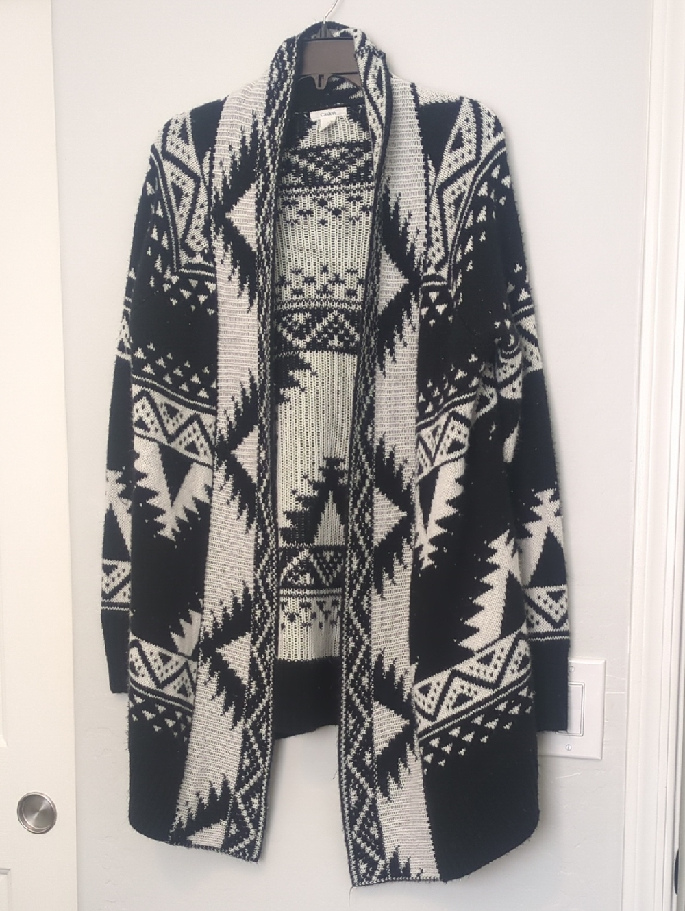 Caslon Black and Cream Aztec Open Cardigan